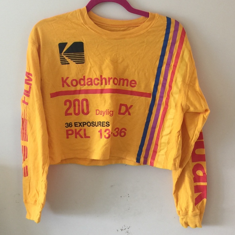KODAK Bright Yellow LS Logo T-Shirt Sz M